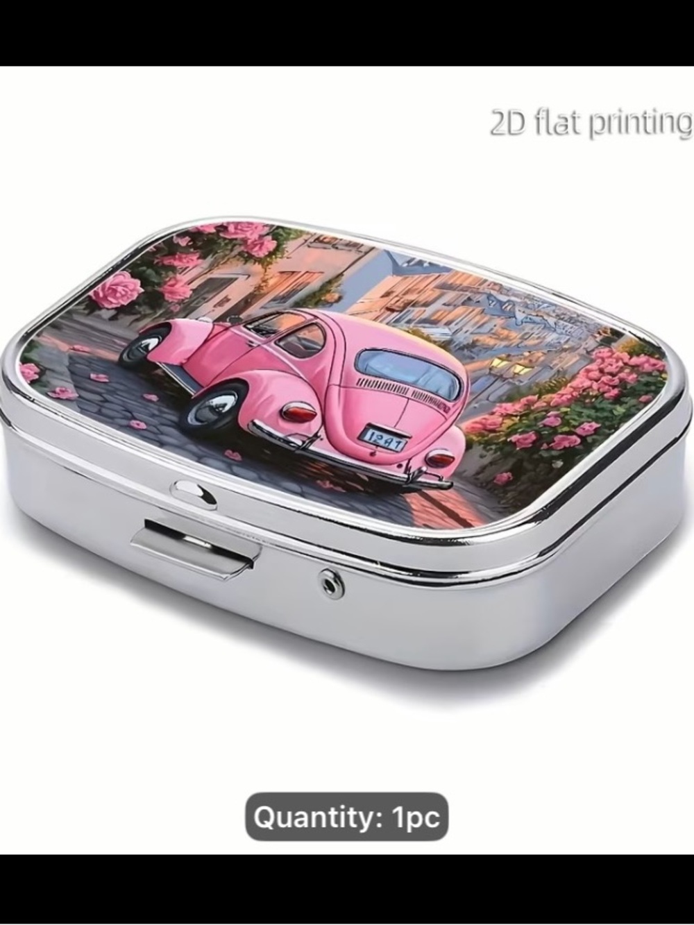 Pink Vintage Car Decorative Metal Storage Box